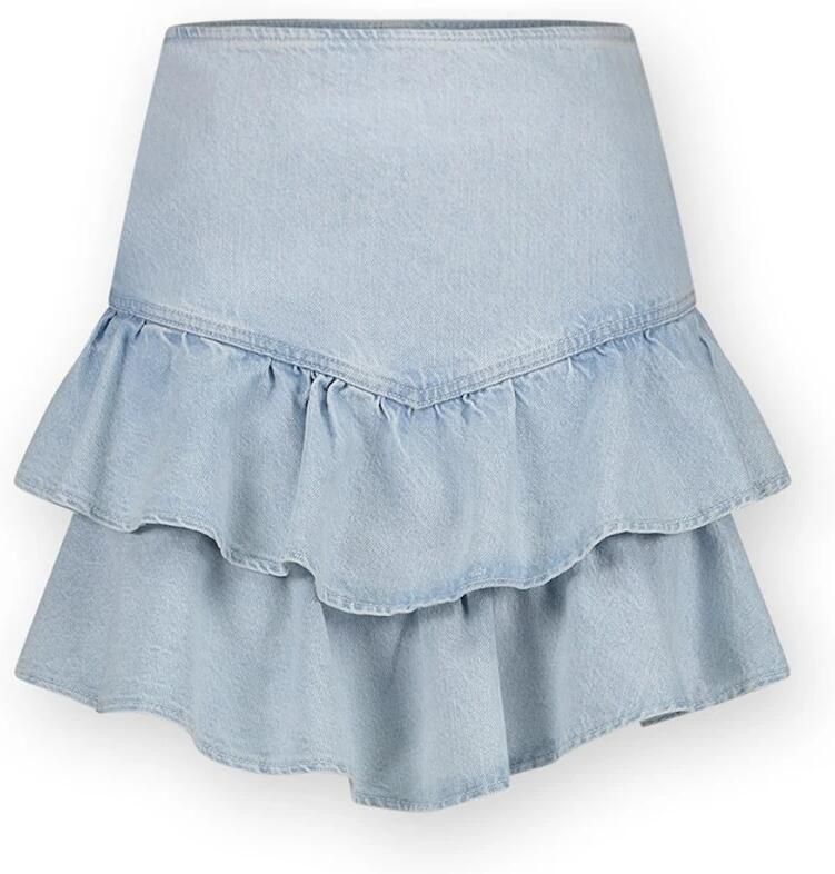 Homage Lichtblauwe Denim Ruffle Minirok Blue Dames