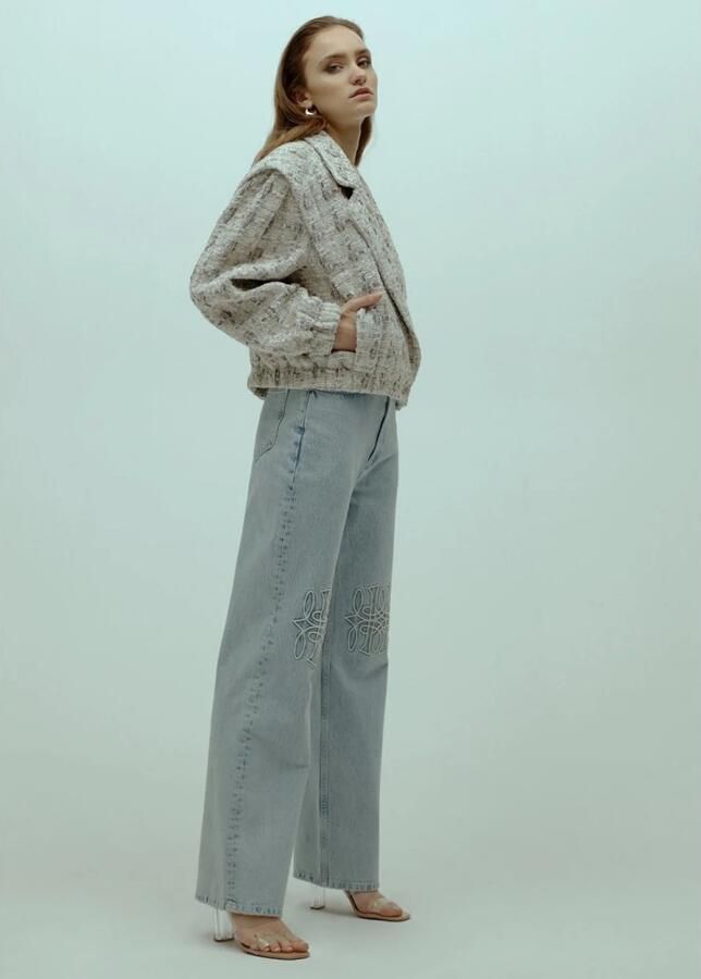 Homage to Denim high waist straight leg jeans met borduurdetail vintage blue - Foto 5