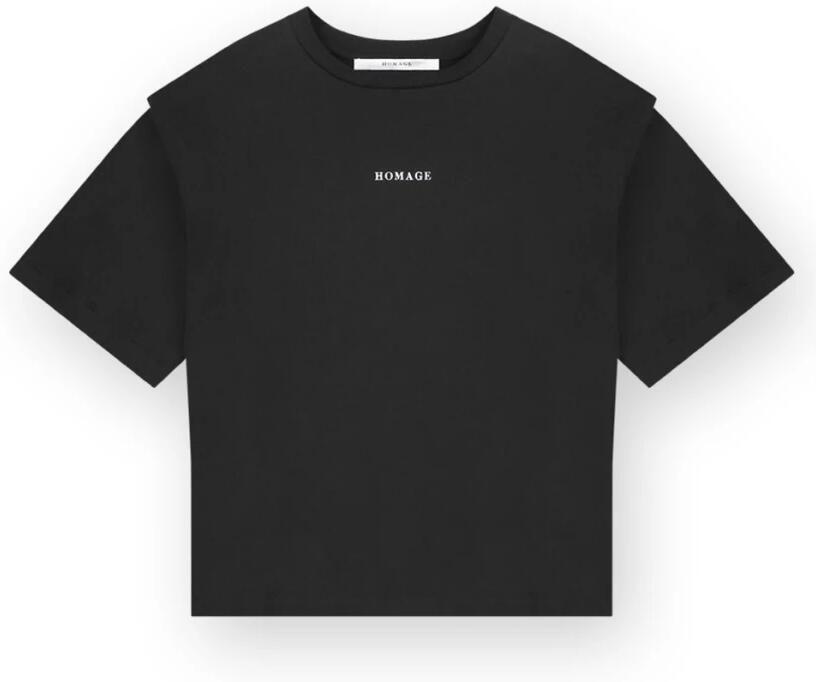 Homage Zwart Logo T-shirt met Schouderdetails Black Dames