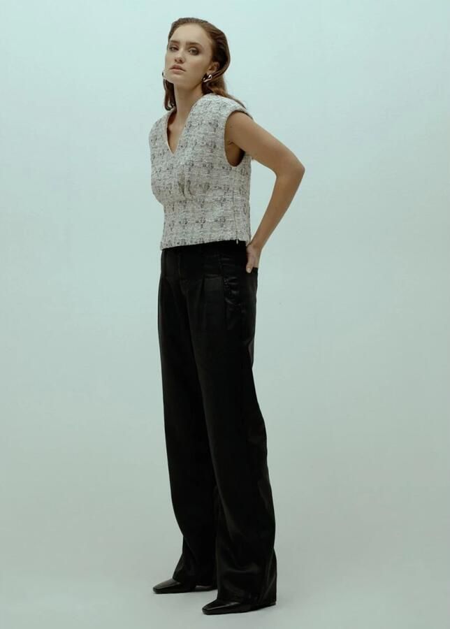 Homage Zwarte Flowy Coated Geplooide Jeans Black Dames - Foto 3