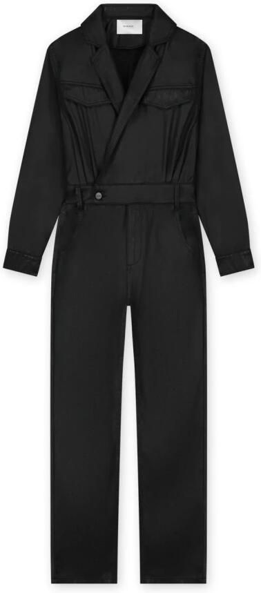 Homage Zwarte flowy coated jumpsuit met cross over stijl Black Dames