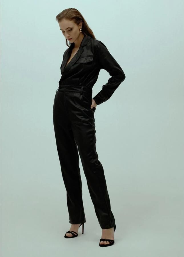 Homage Zwarte flowy coated jumpsuit met cross over stijl Black Dames - Foto 2