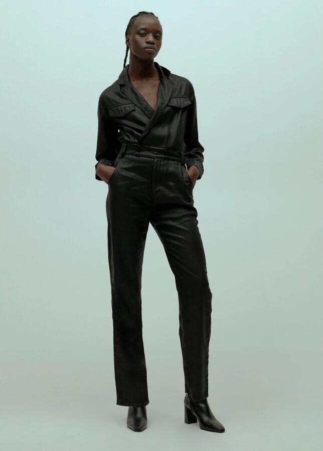 Homage Zwarte flowy coated jumpsuit met cross over stijl Black Dames - Foto 4