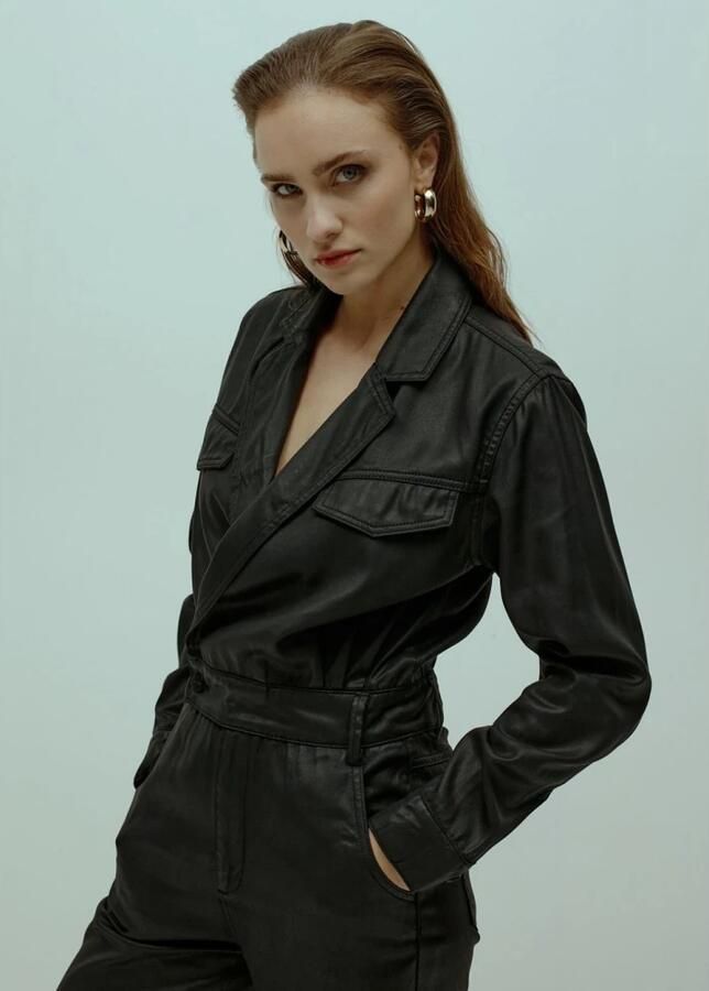 Homage Zwarte flowy coated jumpsuit met cross over stijl Black Dames - Foto 5