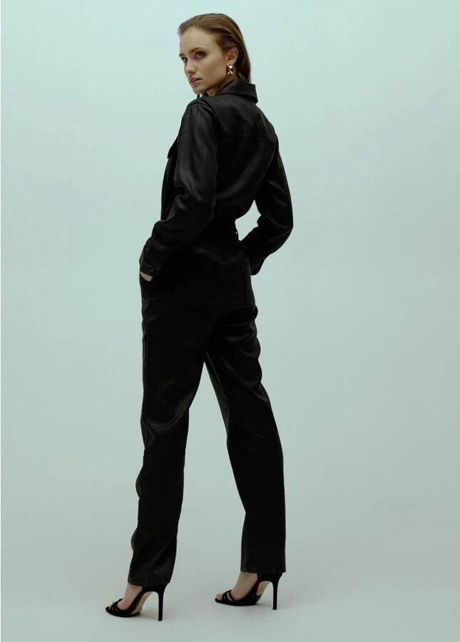 Homage Zwarte flowy coated jumpsuit met cross over stijl Black Dames - Foto 3