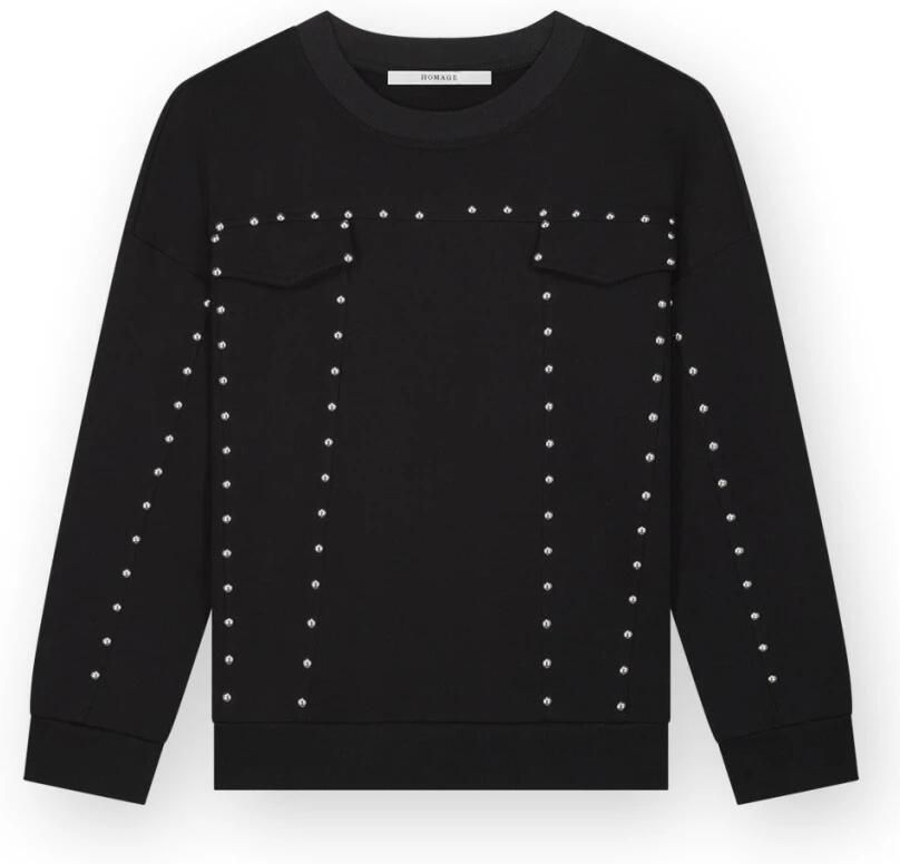 Homage Zwarte sweater met zilveren studs Black Dames