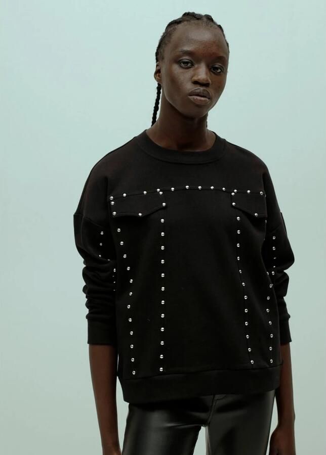 Homage Zwarte sweater met zilveren studs Black Dames - Foto 2