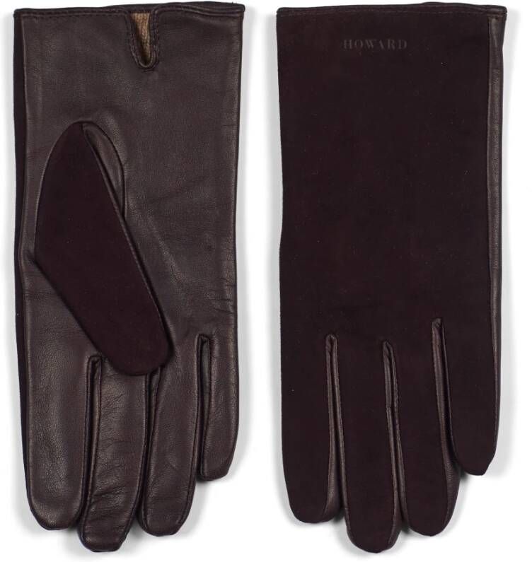 Howard London Donkerbruine Leren Handschoenen voor Dames Zwart Heren