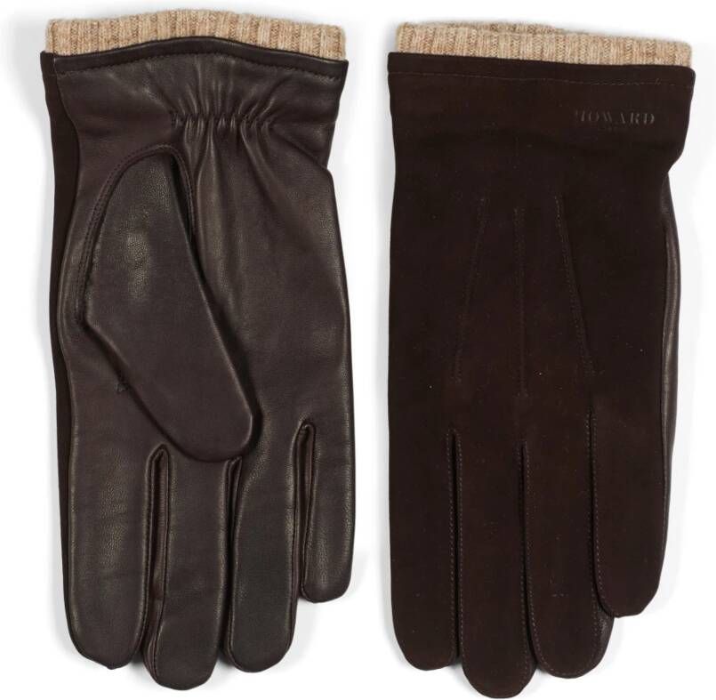 Howard London Donkerbruine Leren Handschoenen voor Heren Brown Heren