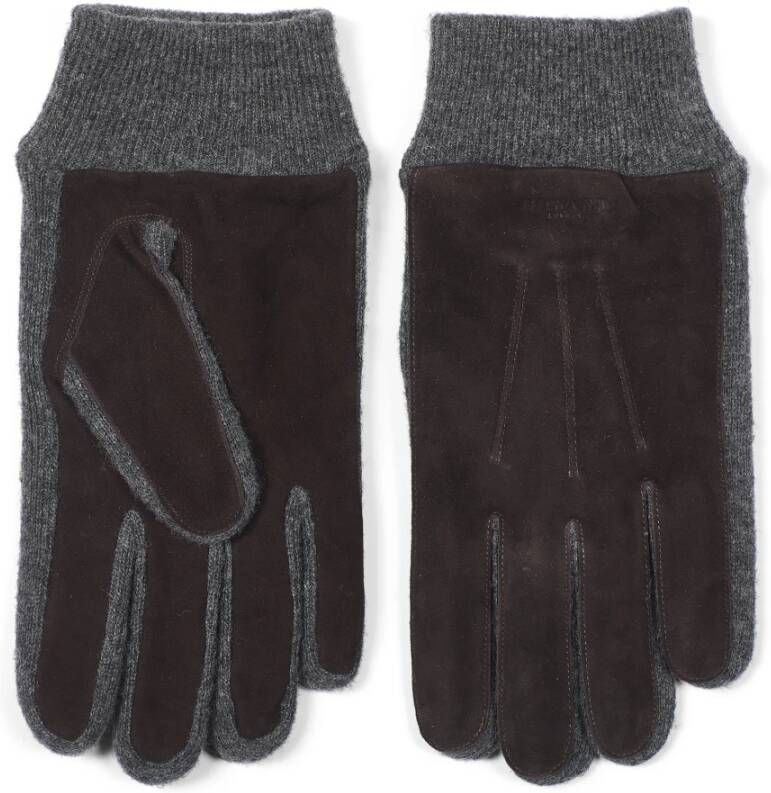 Howard London Donkerbruine Leren Handschoenen voor Heren Grijs Heren