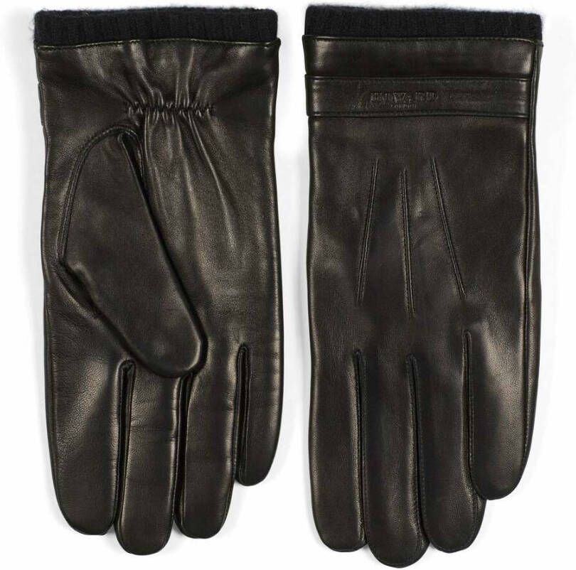 Howard London Zwarte Leren Handschoenen voor Heren Black Heren