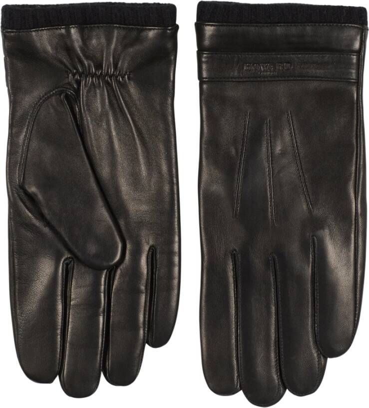Howard London Zwarte Leren Handschoenen voor Heren Black Heren