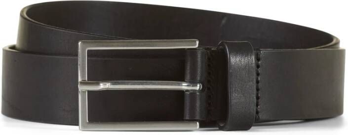 Howard London Smalle Zwarte Leren Riem Black Heren