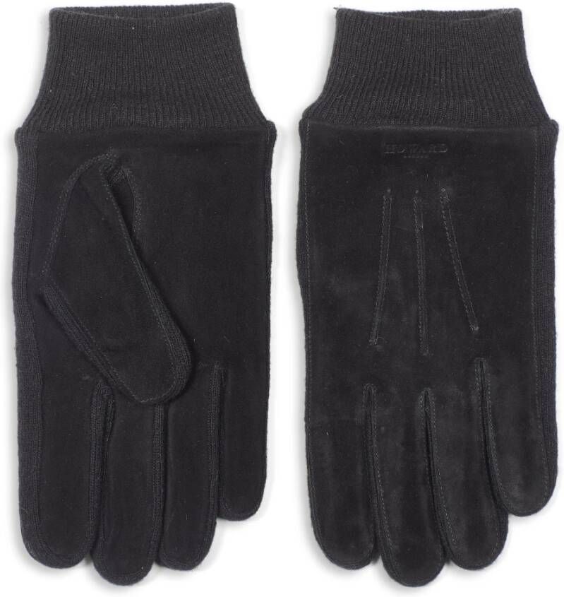 Howard London Leren handschoenen van premium suède en zacht lam nappa leer Zwart Heren