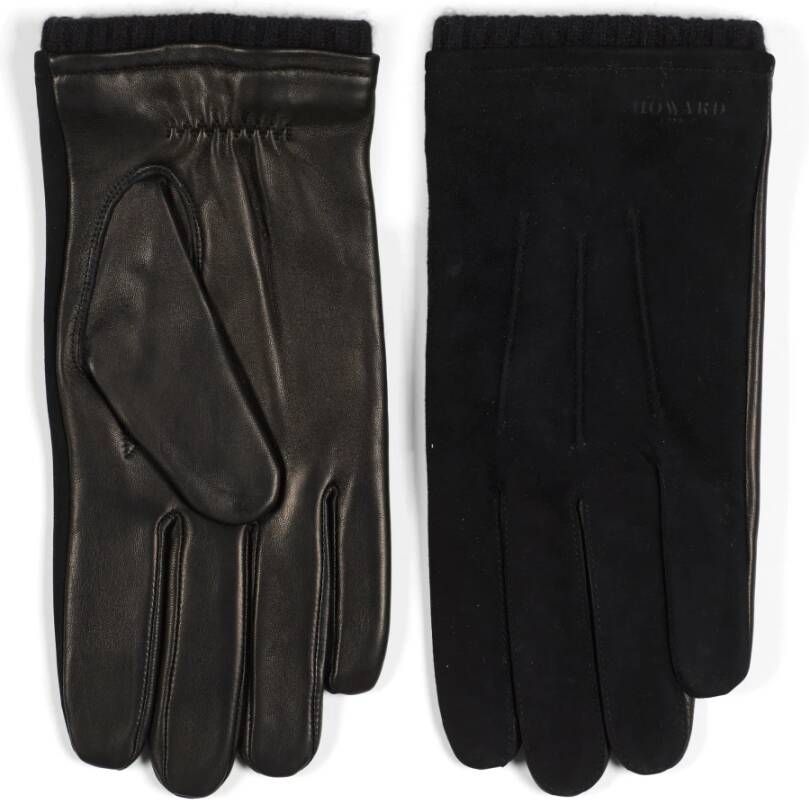 Howard London Leren Handschoenen van Premium Suède en Zacht Lam Nappaleer Zwart Heren