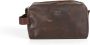 Howard London Donkerbruine Leren Toilettas Brown Heren - Thumbnail 1