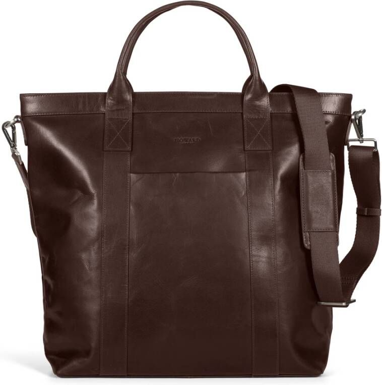 Howard London Donkerbruine Leren Tote Tas Brown Heren