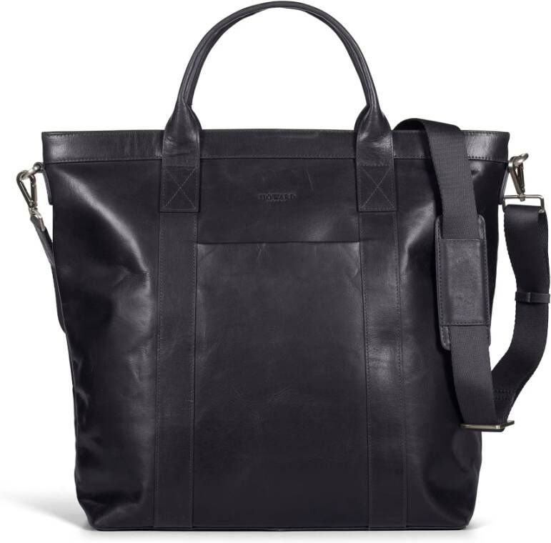 Howard London Zwarte leren herentas Black Heren