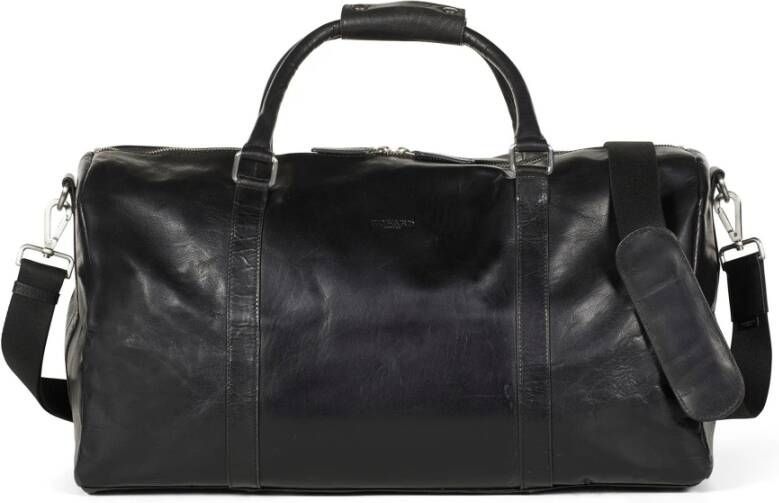 Howard London Zwarte leren weekendtas Black Unisex