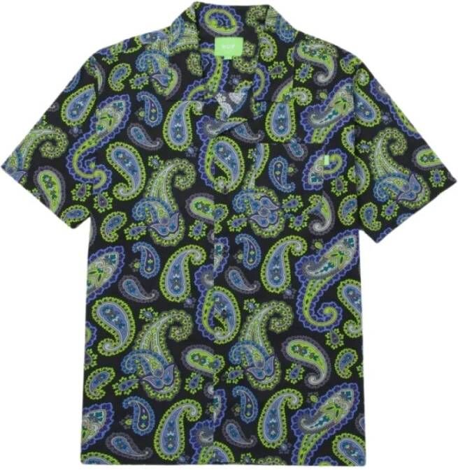 HUF Paisley Geweven korte mouw overhemd Zwart Multicolor Heren