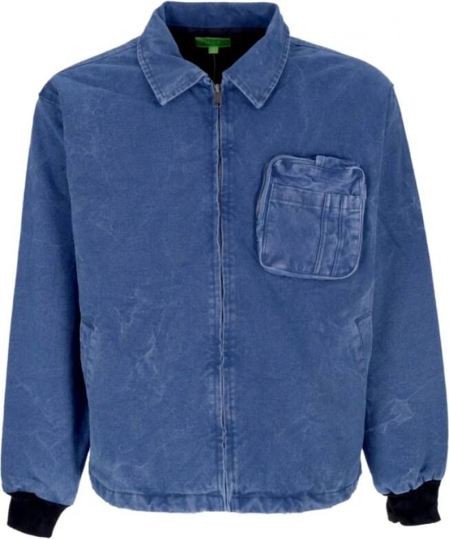 HUF Stijlvolle Down Jacket in Gewassen Blauw Blue Heren