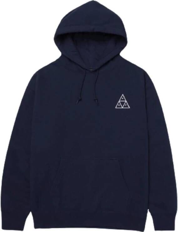 HUF Heren Navy Hoodie met Logo Borduursel Blue Heren