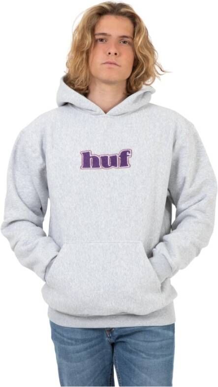 HUF Grijze Herenhoodie met Aangepast Logopatch Gray Heren