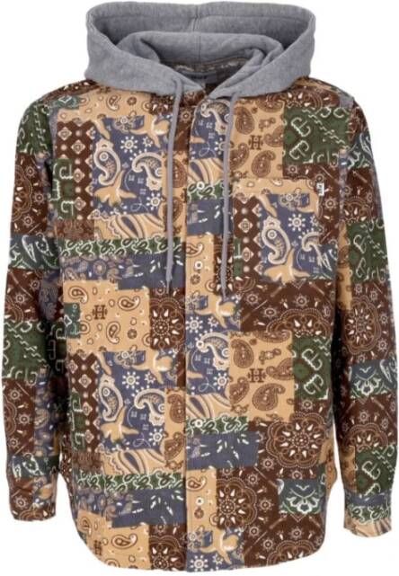 HUF Patchwork Cord Hooded Jacket Brown Dames