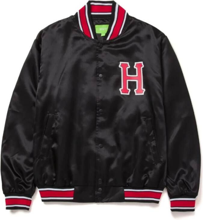 HUF Satin Bomberjack Zwart Black Heren