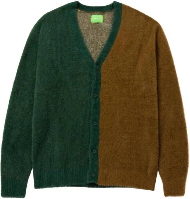 HUF Zachte Bruine Cardigan Sweater Knoopsluiting Multicolor Heren