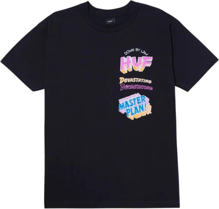 HUF Zwarte Crew Neck T-shirt met Logo Print Black Heren