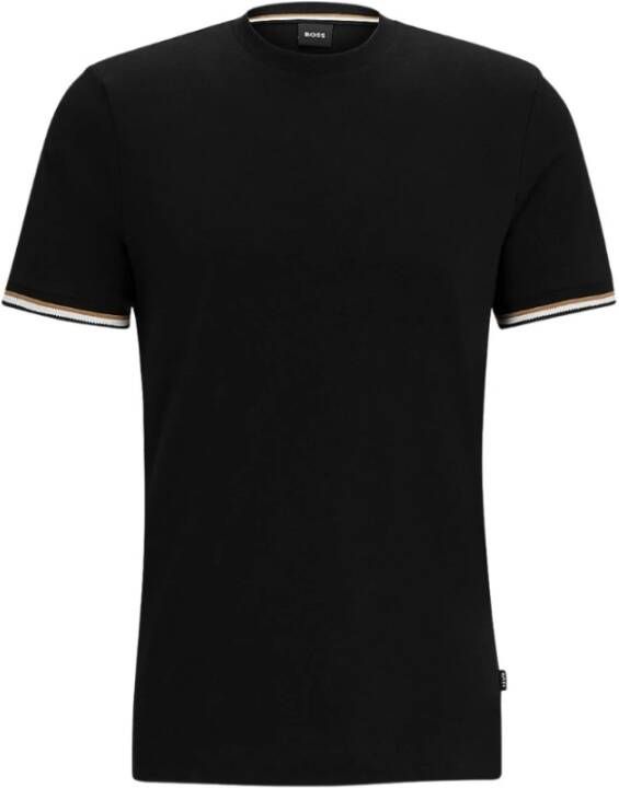 Hugo Boss Thompson 04 T-Shirt met Gestreepte Afwerking Black Heren