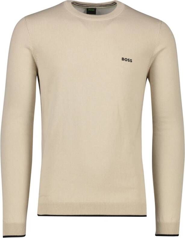Hugo Boss Beige Katoenen Trui NorHeren Pasvorm Beige Heren