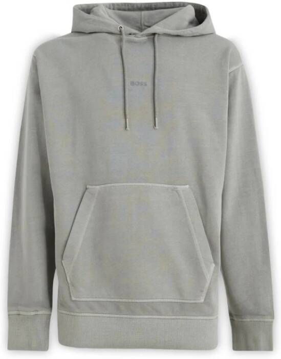 Hugo Boss Grijze Katoenen Logo Hoodie Gray Heren