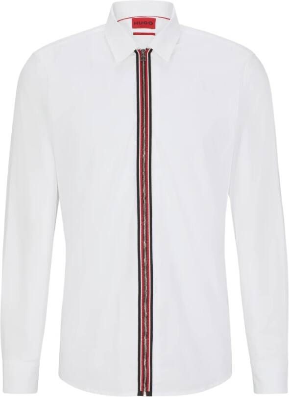 Hugo Boss Modern-Fit Overhemd met Rits White Heren
