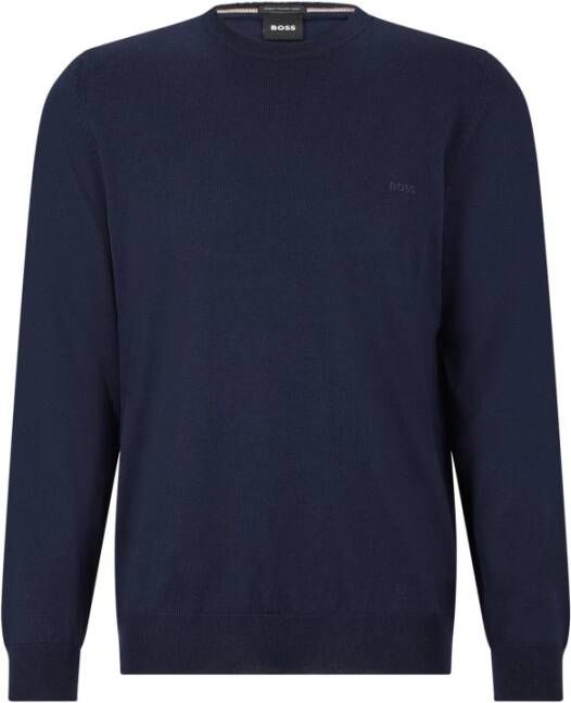 Hugo Boss Donkerblauwe Merinowollen Trui Blue Heren