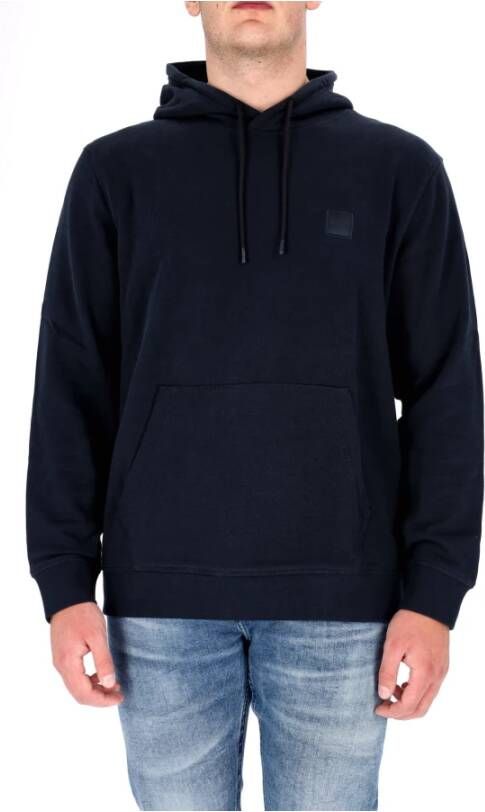Hugo Boss Felpa con cappuccio in cotone french terry con toppa con logo uomo Boss Wetalk 50468445 Dark Blue Blauw Heren