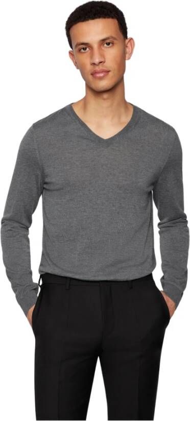 Hugo Boss Gebreide kleding met V-hals Grijs Heren