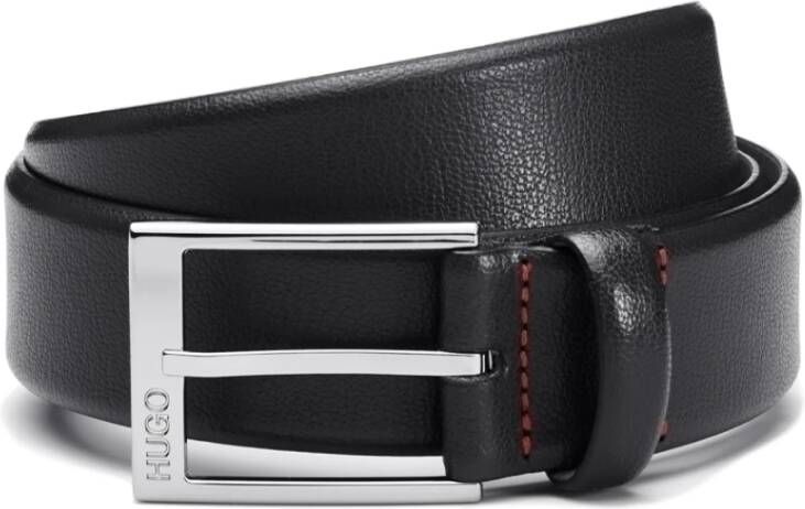 Hugo Boss Gürtel aus genarbtem Leder mit Logo-Gravur an der Schließe Zwart Unisex