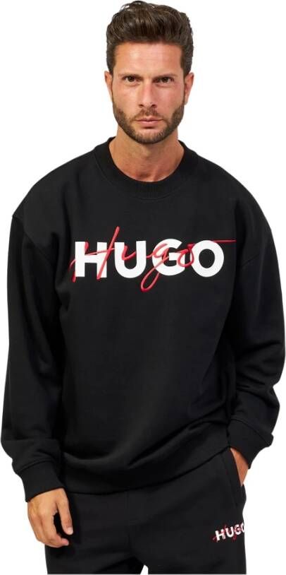 Hugo Boss Zwarte Sweaters met Logo Print Black Heren