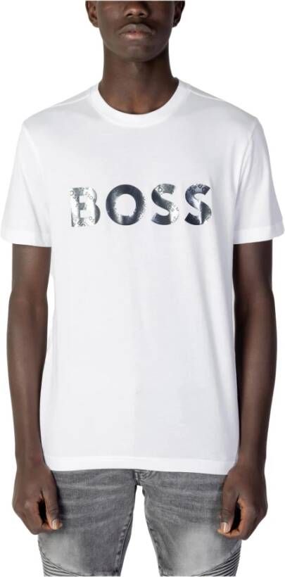 Hugo Boss Heren Witte Print T-shirt White Heren