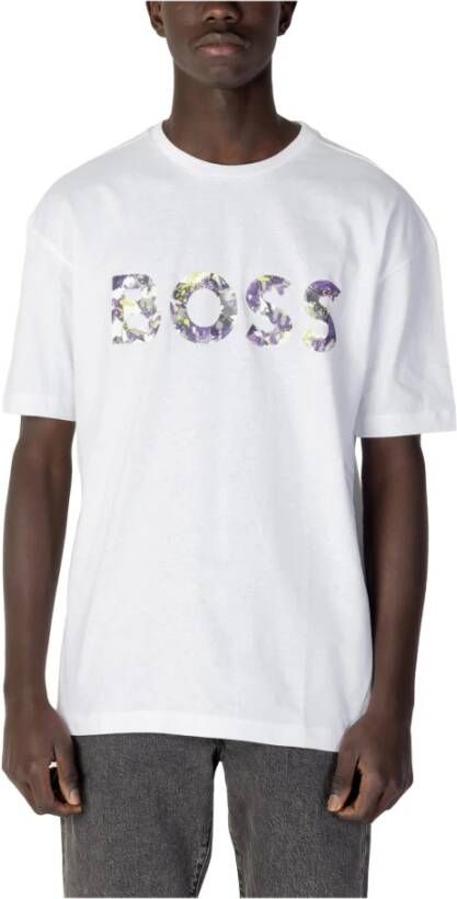 Hugo Boss Wit Bedrukt T-Shirt Korte Mouwen White Heren