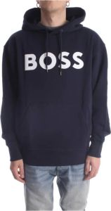 Hugo Boss sweater hoodie donkerblauw effen WebasicHood katoen