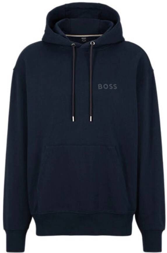 Boss Hoodie met rubberen logodetail en kangoeroezak Blue Heren