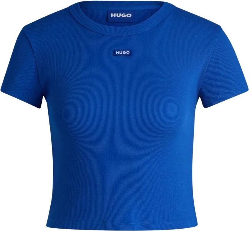 Hugo Blue Kort T-shirt met labelpatch model 'Baby Tee' - Foto 4