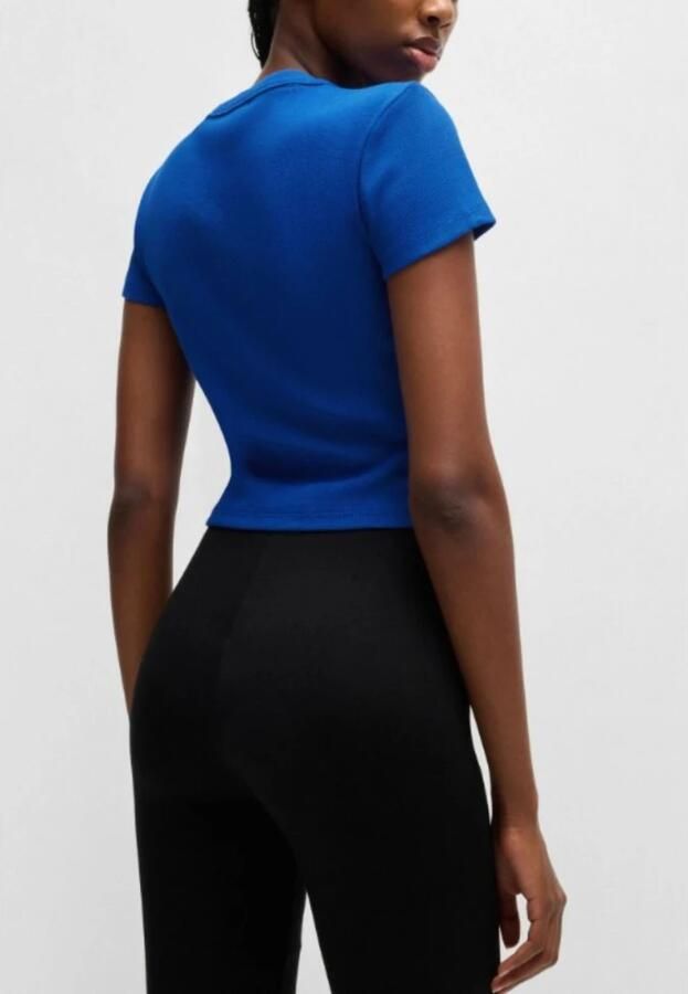 Hugo Blue Kort T-shirt met labelpatch model 'Baby Tee' - Foto 3