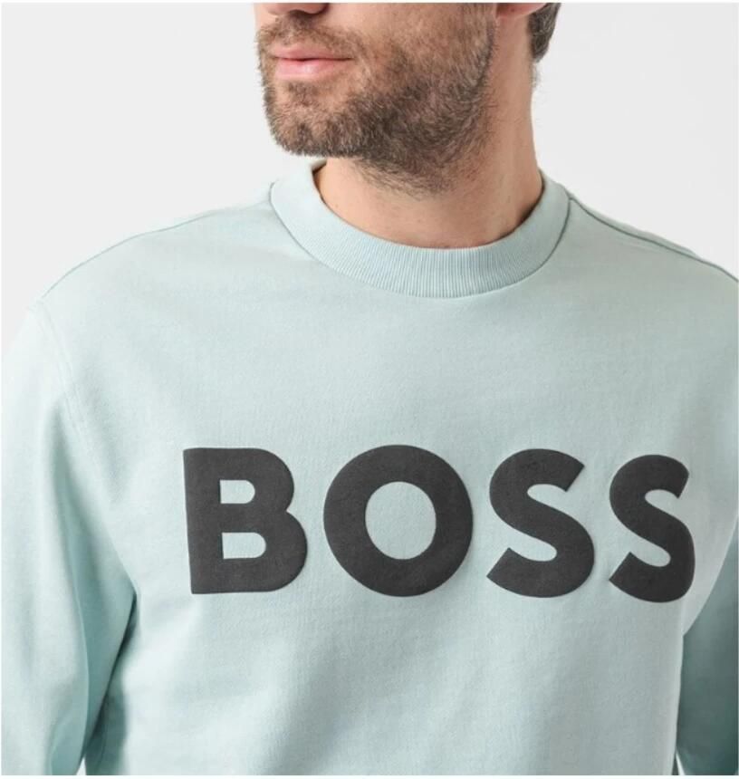 Hugo Boss Heren Sweatshirt Turquoise Ronde Hals Lange Mouw Blue Heren - Foto 2