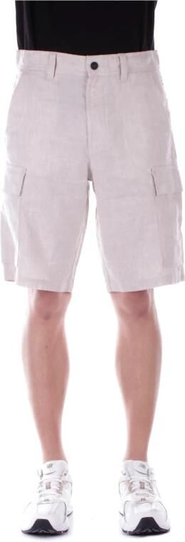 Hugo Boss Beige Linnen Shorts Rits Knoop Zakken Beige Heren - Foto 5