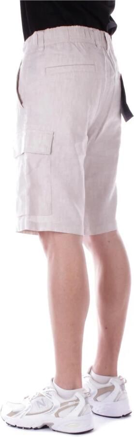 Hugo Boss Beige Linnen Shorts Rits Knoop Zakken Beige Heren - Foto 2