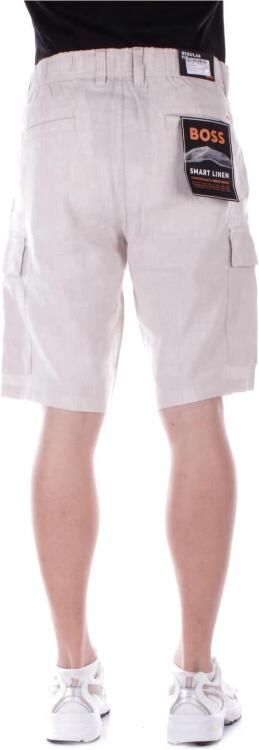 Hugo Boss Beige Linnen Shorts Rits Knoop Zakken Beige Heren - Foto 3